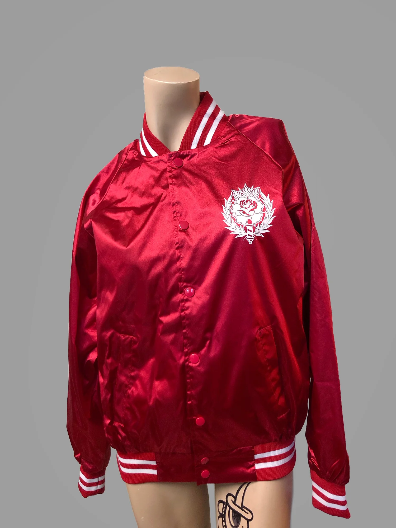Rosemont Barbershop custom screen printed satin bomber jacket Colorado